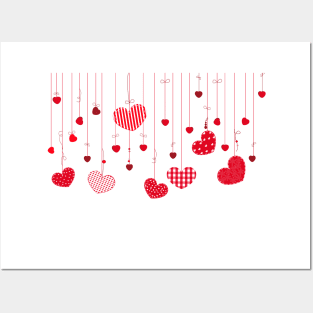 Valentine's day hanging hearts Posters and Art